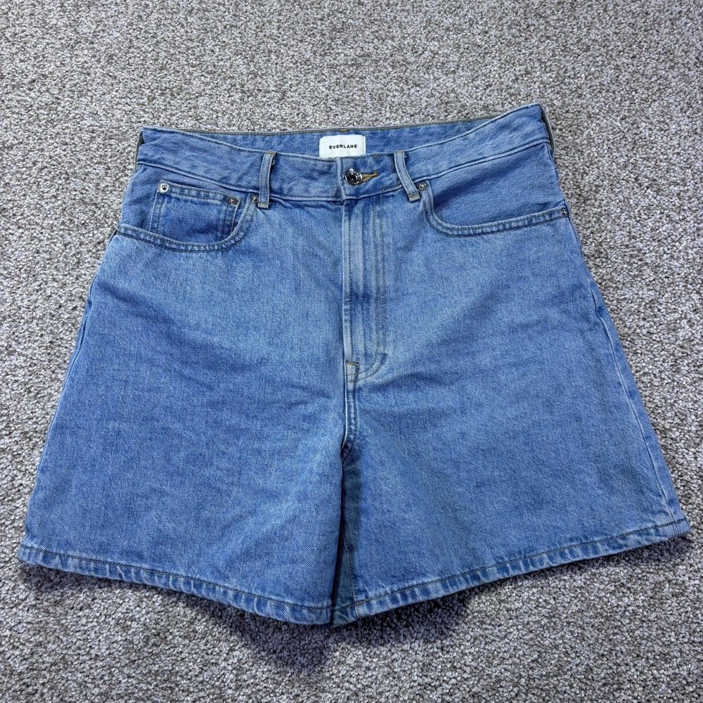 Everlane The A-Line Short Womens 28 Blue Denim Relaxed Mom Shorts 100% Cotton